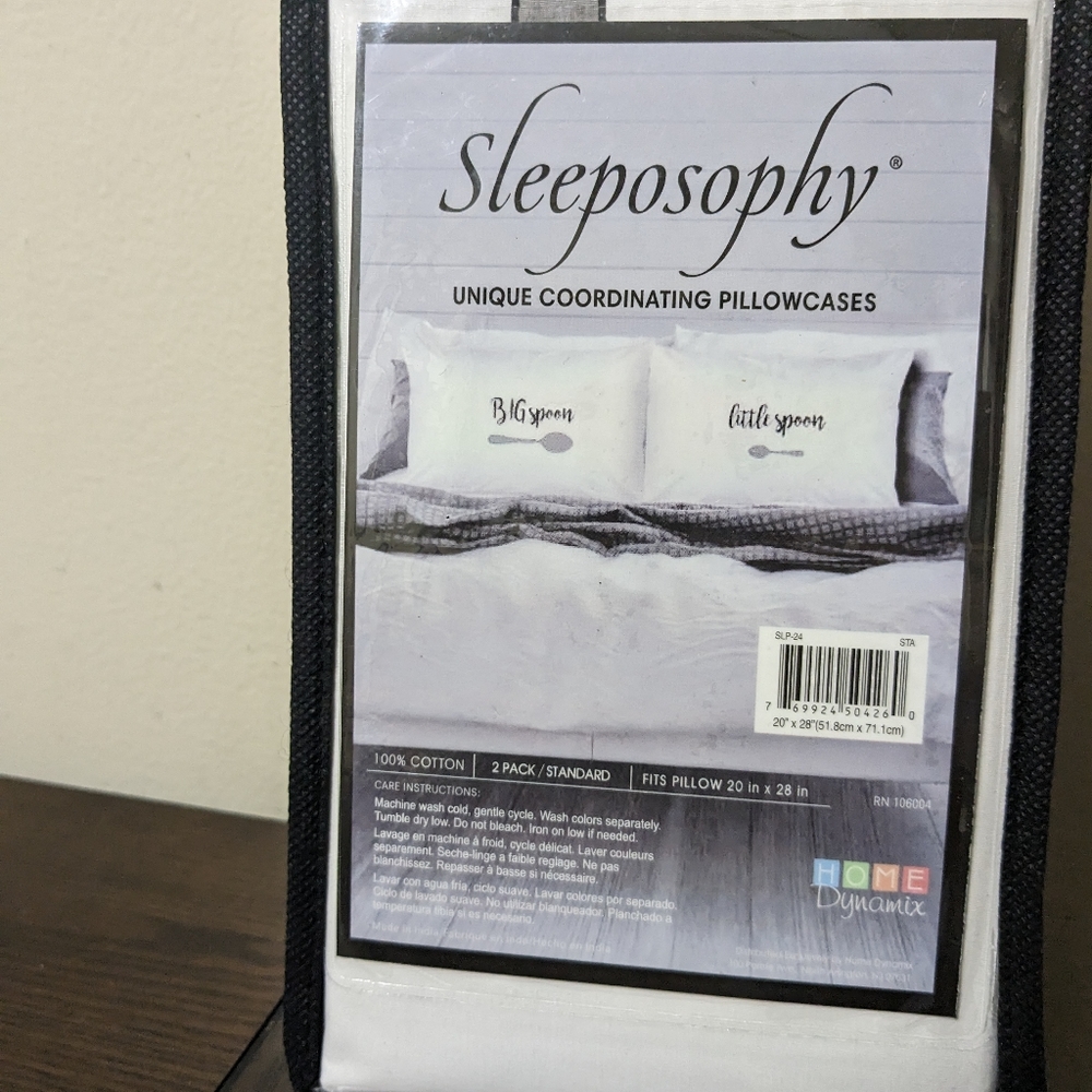 Sleeposophy Big & Little Spoon His Hers Two Coordinating Standard Pillowcases